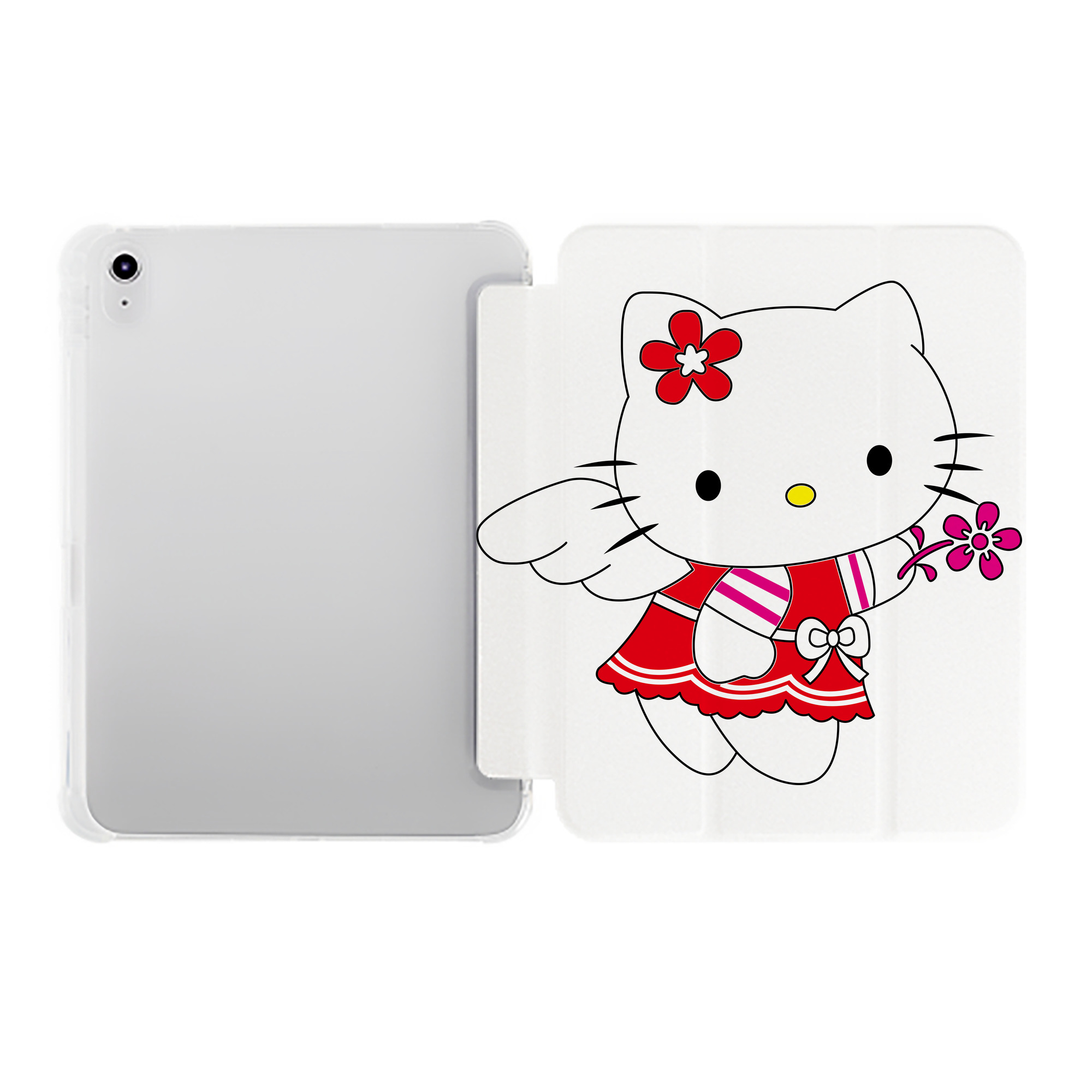 （画像用） Hello Kitty ハローキティ IPad ケース ペン収納付き 三つ折りスタンド PUレザー×シリコン 対応機種9.5/10.5/10.9インチ
